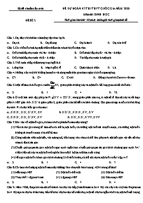 Đề dự đoán kỳ thi THPT Quốc gia môn Sinh học năm 2020 - Đề số 2 (Có đáp án)